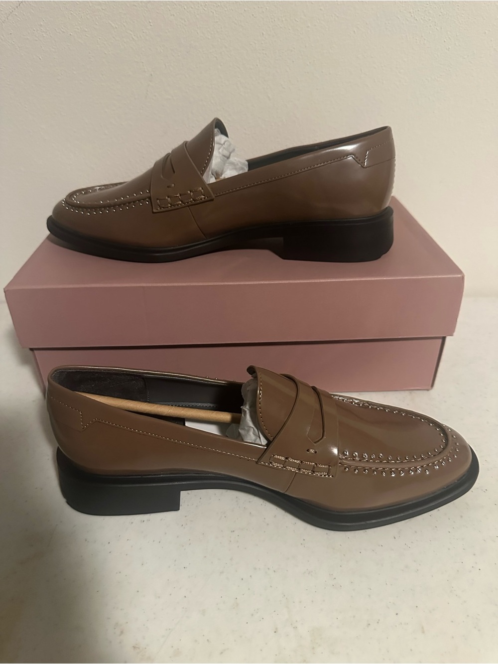 SARTO Franco Sarto Eden Studs Women’s 8.5 Brown Penny Loafers Shoes New - Picture 2 of 6